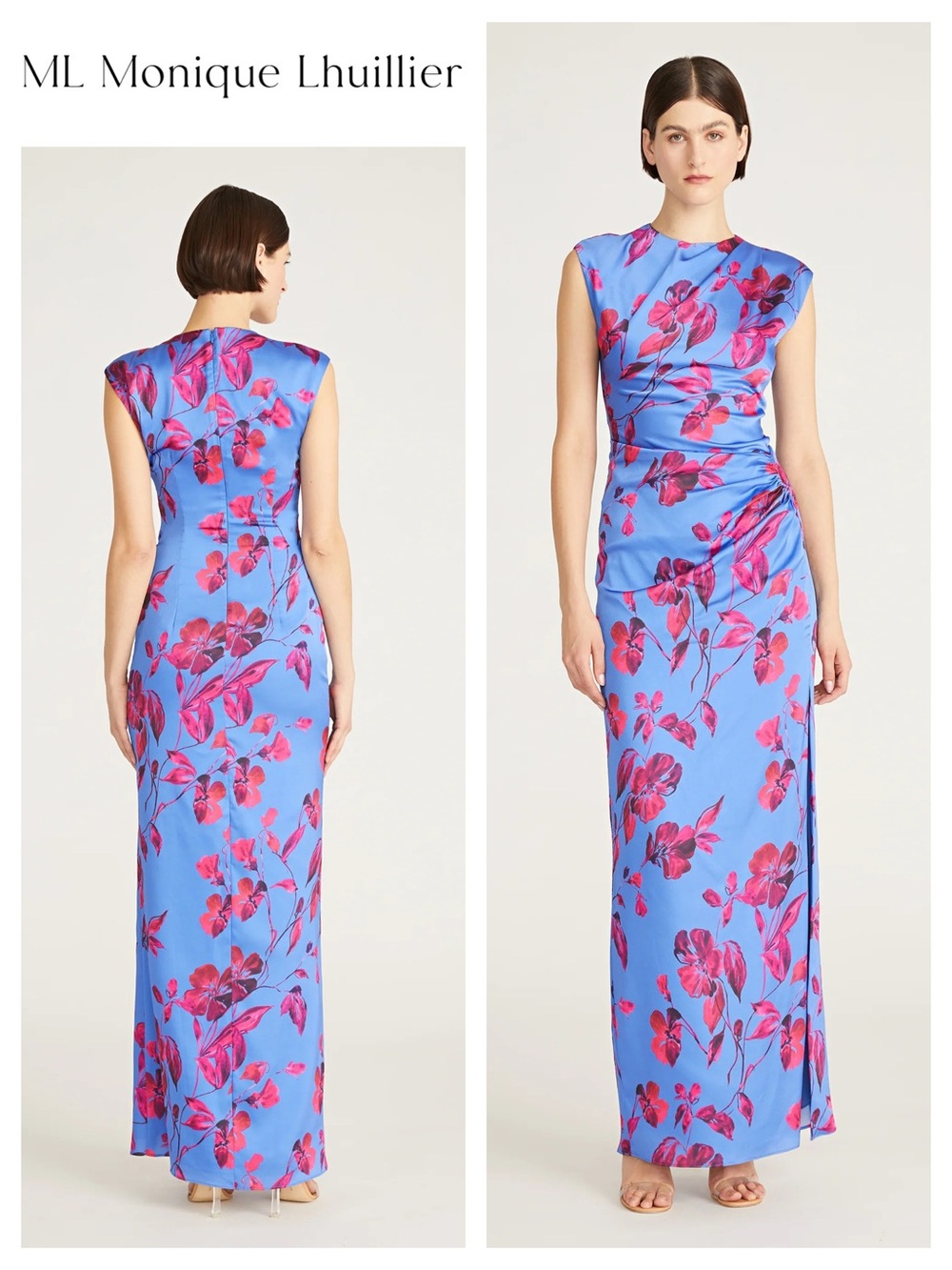 ML Monique Lhuillier Camila Floral Satin Gown